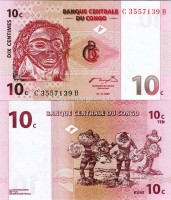 бона Конго 10 сантимов 1997 год