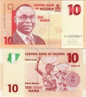 бона Нигерия 10 найра 2006-08 год