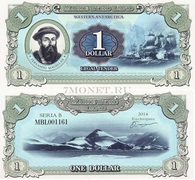 бона Земля Мэри Бэрд 1 доллар 2014 год Фернандо Магеллан