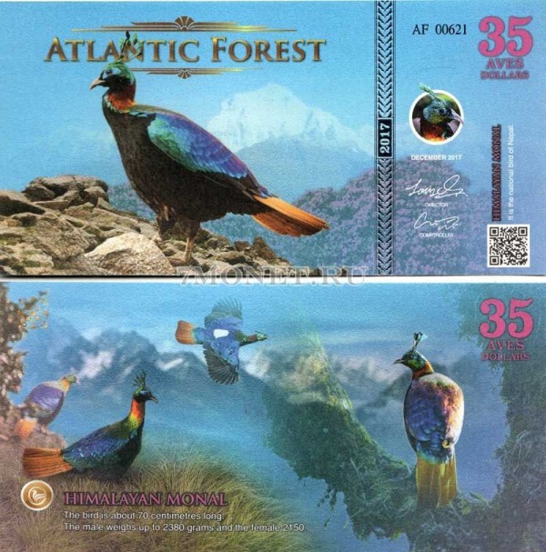 бона Атлантический лес (Южной Америки) 35 долларов 2017 год Гималайский монал