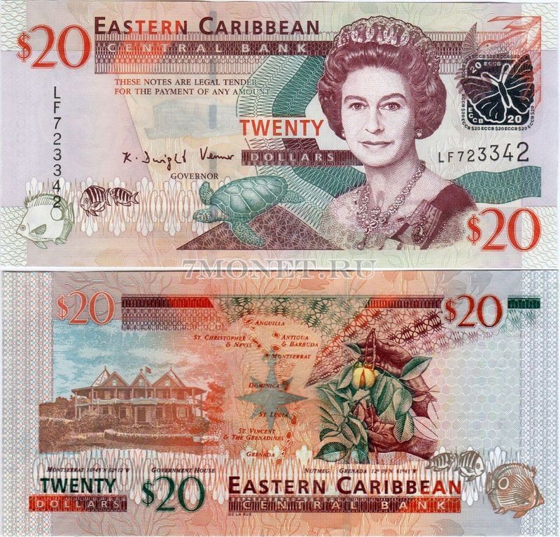 бона Восточные Карибы 20 долларов 2008 год