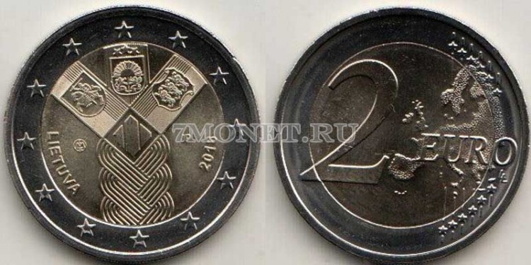 монета Литва 2 евро  2018 год 100 лет  независимости