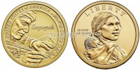 монета США 1 доллар 2017D год Сакагавея, Письменность Чероки