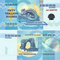 бона Остров Дарвина 50 000 000 000 000 сукре 2015 год серебряная ракушка