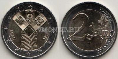 монета Эстония 2 евро  2018 год 100 лет  независимости