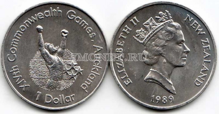 монета Новая Зеландия 1 доллар 1989 год серия "XIV Игры Содружества" - бег