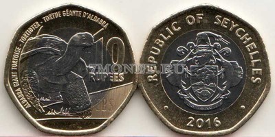 монета Сейшелы 10 рупий 2016 год Гигантская черепаха
