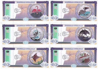 Куба набор из 6 банкнот 2012 год Официальный выпуск Центробанка Кубы 