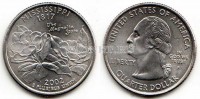 США 25 центов 2002 год Миссисипи