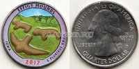 США 25 центов 2017 год штат Айова Национальный памятник Эффиджи-Маундз, 36-й, эмаль