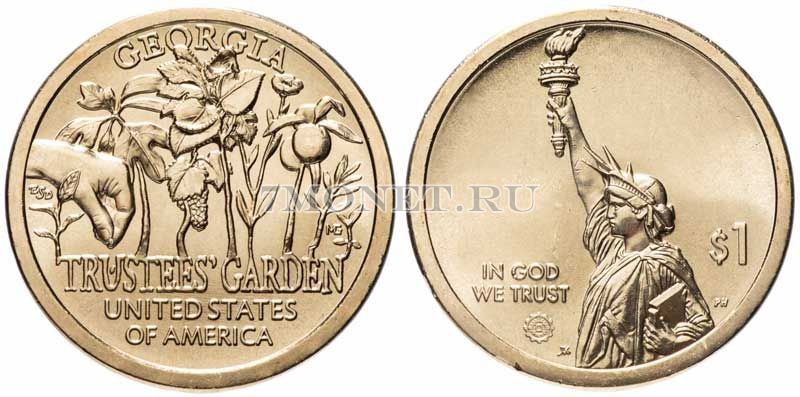 монета США 1 доллар 2019Р год, серия Инновации США - Сад попечителей