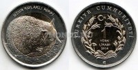 монета Турция 1 лира 2014 год Ушастый еж, биметалл