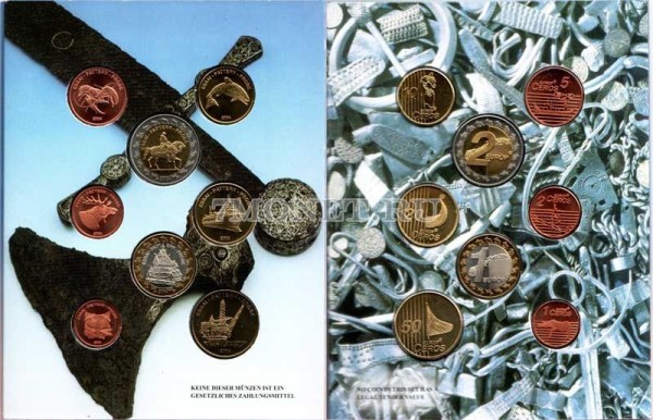 Норвегия ЕВРО пробный набор из 8-ми монет 2004 год, в буклете