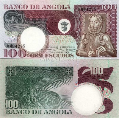 банкнота Ангола 100 эскудо 1973 год