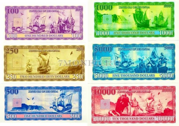 Набор из 6-ти банкнот Редонда 2013 год Корабли
