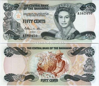бона Багамские острова 1/2 доллара 1974(1984) год