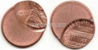монета США 1 цент смещение штампа
