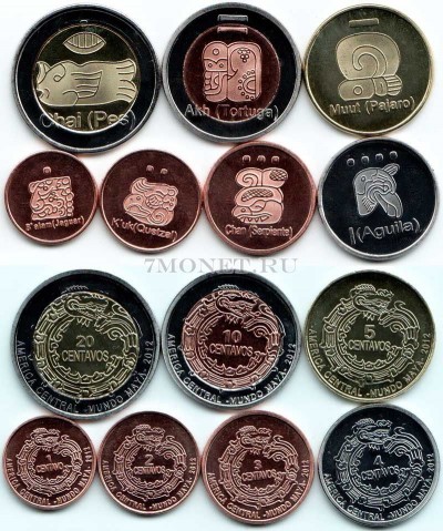 Майя набор из 7-ми монетовидных жетонов 2012 год