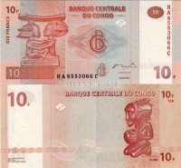 бона Конго 10 франков 2003 год
