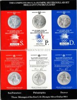США набор из 3-х монет 1 доллар 1983 год XXIII Олимпийские игры в Лос-Анжелесе P, D, S в буклете