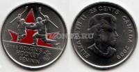 монета Канада 25 центов 2009 год XXI Зимние Олимпийские Игры 2010 года в Ванкувере женский хоккей, эмаль