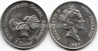 монета Новая Зеландия 1 доллар 1989 год серия "XIV Игры Содружества" - штанга
