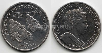 монета Остров Мэн 1 крона 2011 год 100-летие гонок на мотоцикле ТТ