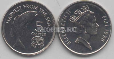 монета Фиджи 5 центов 1995 год FAO