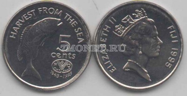 монета Фиджи 5 центов 1995 год FAO