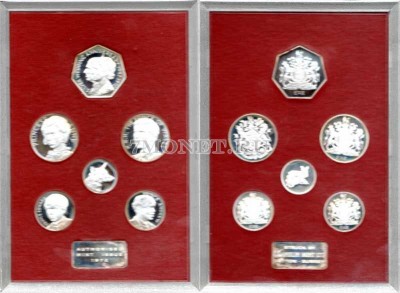 Великобритания набор из 7-ми серебряных жетонов 1972 год "Королевская се...
