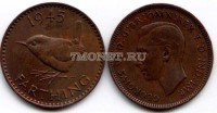 монета Великобритания 1 фартинг 1945 год Георг VI
