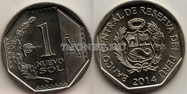 монета Перу 1 новый соль 2014 год