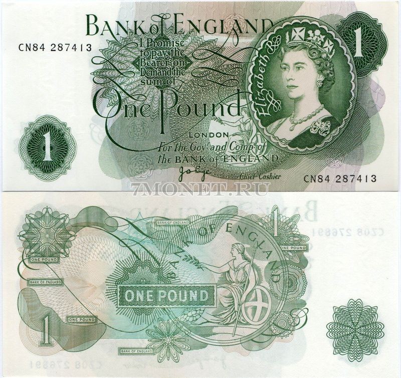 бона Великобритания 1 фунт 1960 - 1977 год