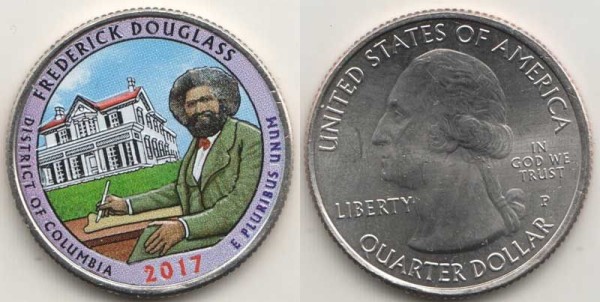 США 25 центов 2017 год Округ Колумбия Национальное историческое место Фредерика Дугласа, 37-й, эмаль