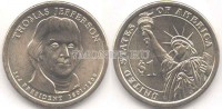 США 1 доллар 2007 год Томас Джефферсон