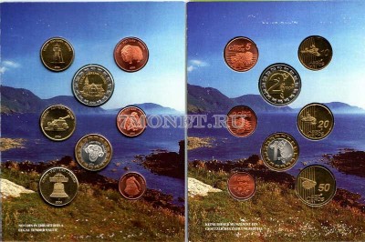 ЕВРО пробный набор из 8-ми монет Фарерские острова 2004 год, в буклете