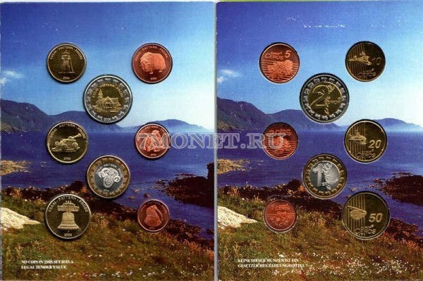 ЕВРО пробный набор из 8-ми монет Фарерские острова 2004 год, в буклете