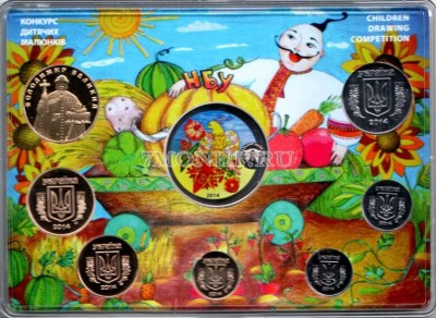 Украина Банковский набор  из 7-ми монет и жетона 2014 года "Конкурс детс...