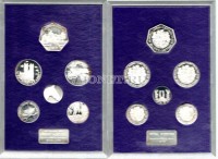 Великобритания набор из 7-ми серебряных жетонов 1973 год "Королевская свадьба" в буклете