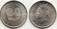 монета Малайя 20 центов 1939 год