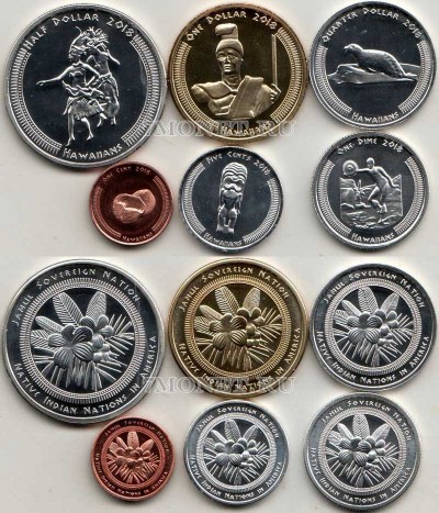 США индейская резервация Гавайские хоумленды набор из 6-ти монет 2018 год