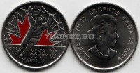 монета Канада 25 центов 2009 год XXI Зимние Олимпийские Игры 2010 года в Ванкувере мужской хоккей, эмаль