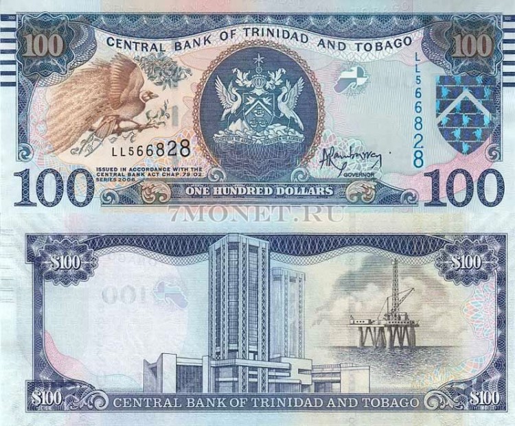 бона Тринидад и Тобаго 100 долларов 2006 год