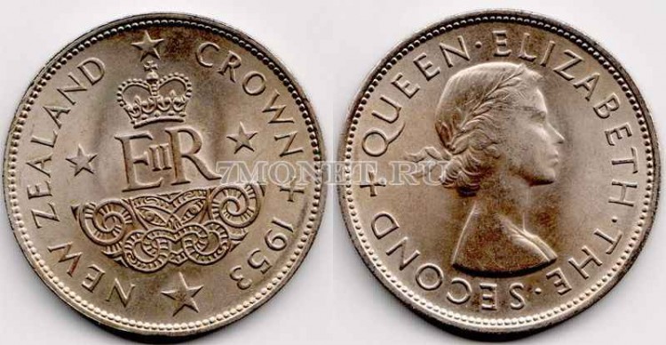 монета Новая Зеландия 1 крона 1953 год Елизавета II коронация