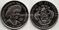 монета Сейшеллы 5 рупий 2000 год королева - мать