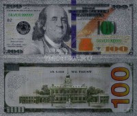 США 100 долларов 2009 год сувенирная банкнота, серебряный металлизированный пластик