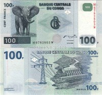 бона Конго 100 франков 2000-07 год