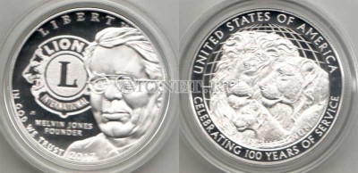 монета США 1 доллар 2017 год. Международный клуб Львов (Lions Clubs Internati...