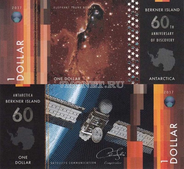 бона Остров Беркнер 1 доллар 2017 год Туманность слонов