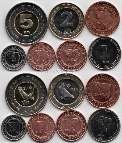 Босния и Герцеговина набор из 7-ми монет 2007 - 2013 год